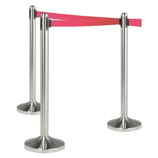 [D74569] COLONNINA SEGNAPERCORSO CROMATA con nastro ROSSO 210cm Securit