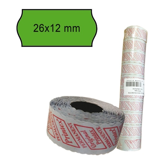 [D74898] PACK 10 ROTOLI 1000 ETICH. 26x12mm ONDA VERDE PERM. Printex