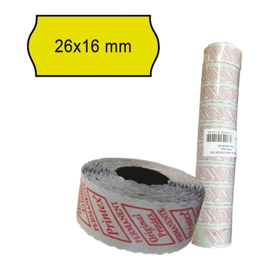 [D74904] PACK 10 ROTOLI 1000 ETICH. 26x16mm ONDA GIALLO PERM. Printex