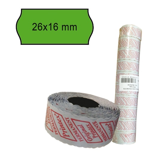 [D74906] PACK 10 ROTOLI 1000 ETICH. 26x16mm ONDA VERDE PERM. Printex