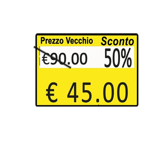 [D74913] PACK 10 ROTOLI 600 ETICH. 26x19mm "Taglio prezzo..." GIALLO PERM. Printex