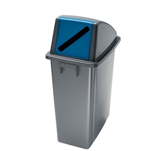 [D76495] CONTENITORE Office 60Lt + COPERCHIO BLU con FERITOIA per CARTA