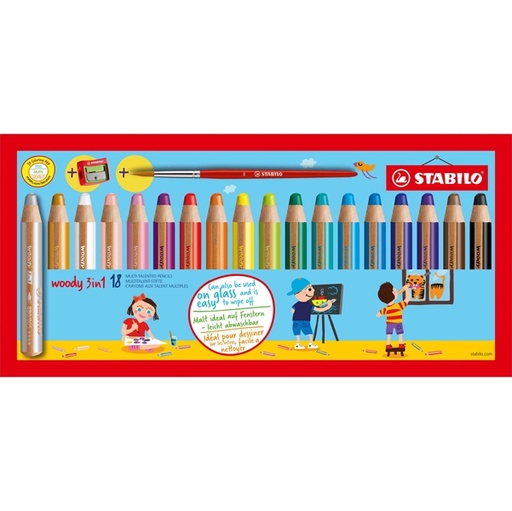 [D76511] Astuccio 18 pastelli STABILO WOODY 3in1 + TEMPERINO