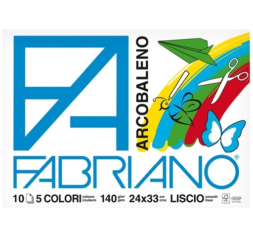[D76605] ALBUM ARCOBALENO (24X33CM) FG 10 140GR 5 COLORI FABRIANO