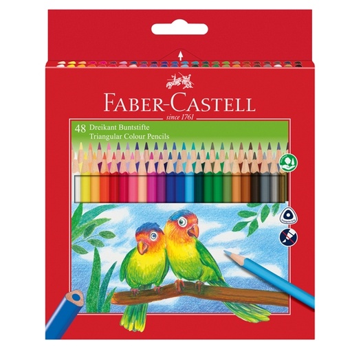 [D76614] ASTUCCIO 48 PASTELLI COLORATI TRIANGOLARI ECO + TEMPERINO FABER CASTELL