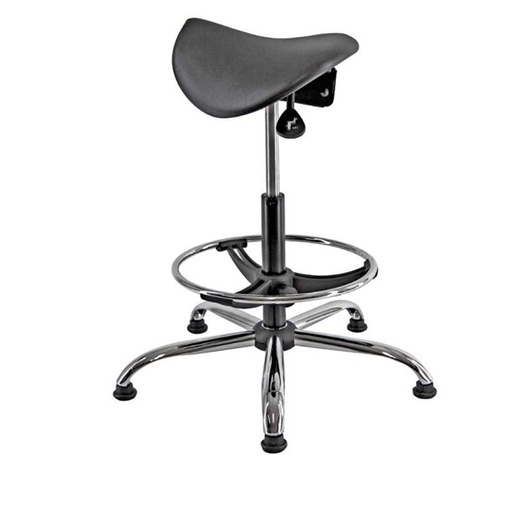 [D76660] SEDIA TECNICA A SELLA E19W NERA in PU con POGGIAPIEDI