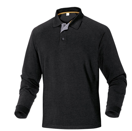 [D94206] Polo a maniche lunghe Turino taglia XL nero