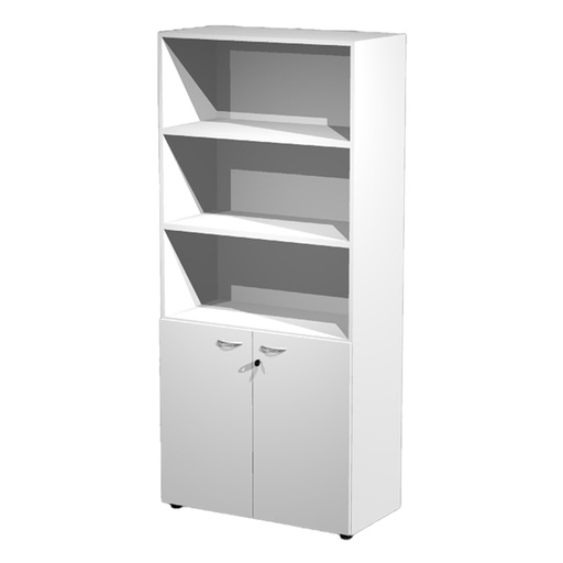 [D76821] ARMADIO MODULARE A 2 ANTE BASSE 90x45,8cm - H200cm BIANCO