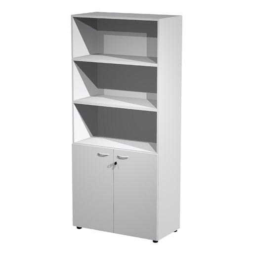 [D76823] ARMADIO MODULARE A 2 ANTE BASSE 90x45,8cm - H200cm GRIGIO
