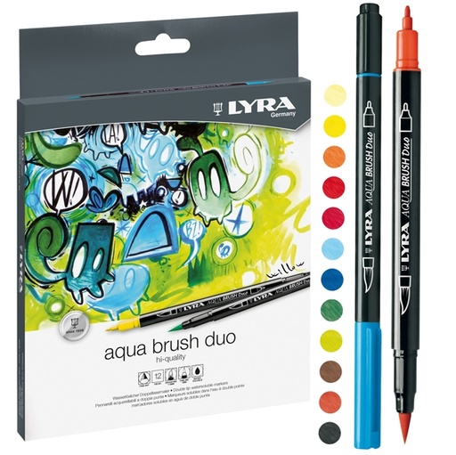 [D76861] ASTUCCIO 12 PENNARELLI AQUA BRUSH DUO LYRA