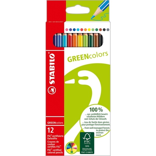 [D76863] ASTUCCIO 12 PASTELLI GREEN COLOURS STABILO