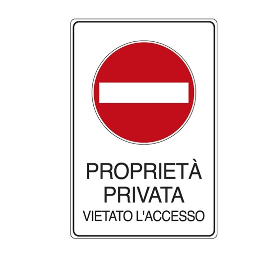 [D76892] CARTELLO ALLUMINIO 30x20cm 'PROPRIETA' PRIVATA VIETATO L'ACCESSO'
