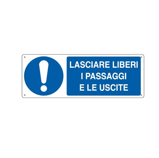 [D76901] CARTELLO ALLUMINIO 35x12,5cm 'LASCIARE LIBERI I PASSAGGI E LE USCITE'
