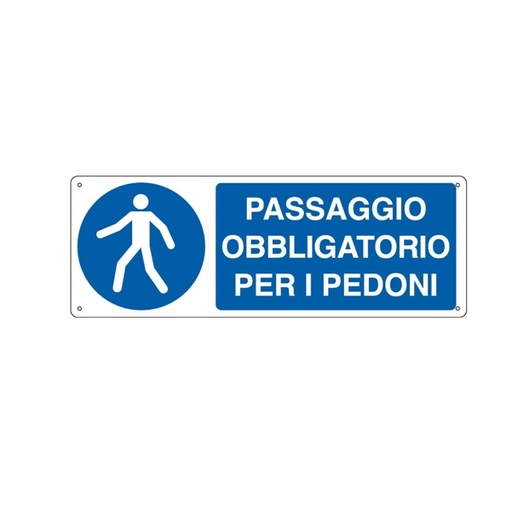 [D76902] CARTELLO ALLUMINIO 35x12,5cm 'PASSAGGIO OBBLIGATORIO PER I PEDONI'