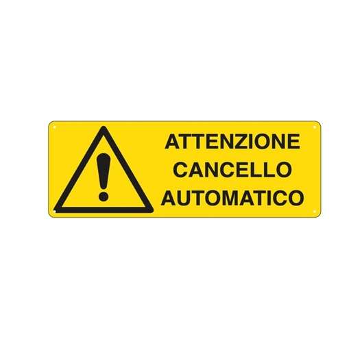 [D76905] CARTELLO ALLUMINIO 35x12,5cm 'ATTENZIONE CANCELLO AUTOMATICO'