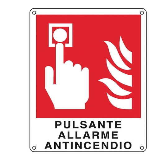 [D76918] CARTELLO ALLUMINIO 12x14,5cm 'PULSANTE ALLARME ANTINCENDIO''