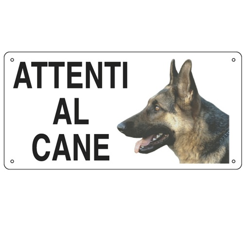 [D76921] CARTELLO ALLUMINIO 25x12,5cm 'ATTENTI AL CANE''