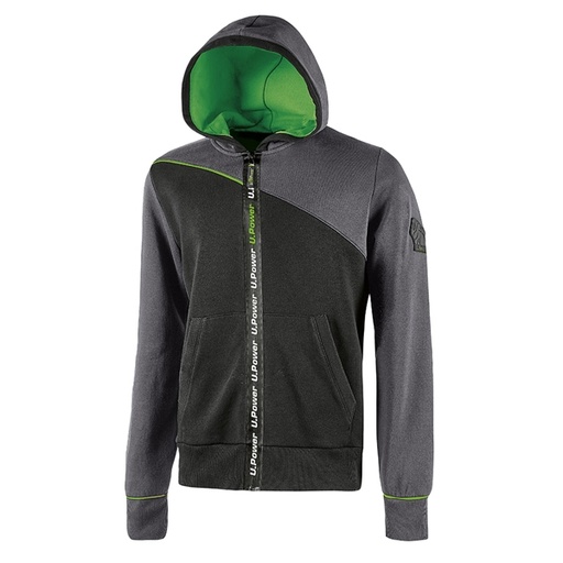 [D94217] Felpa con cappuccio Jupiter taglia L grigio verde U-Power