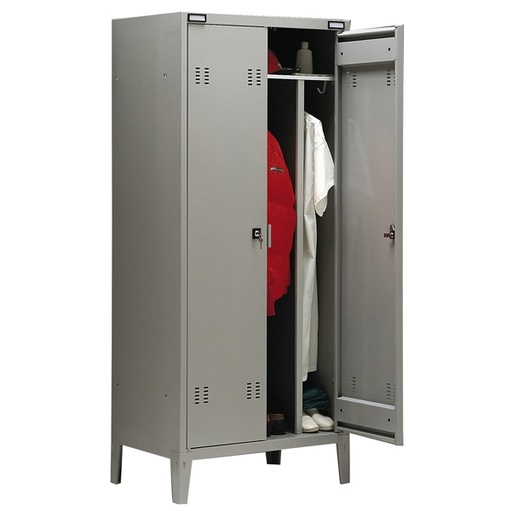 [D77049] ARMADIO SPOGLIATOIO METALLO a 2POSTI C/DIVIS. 80x47cm H180cm GRIGIO