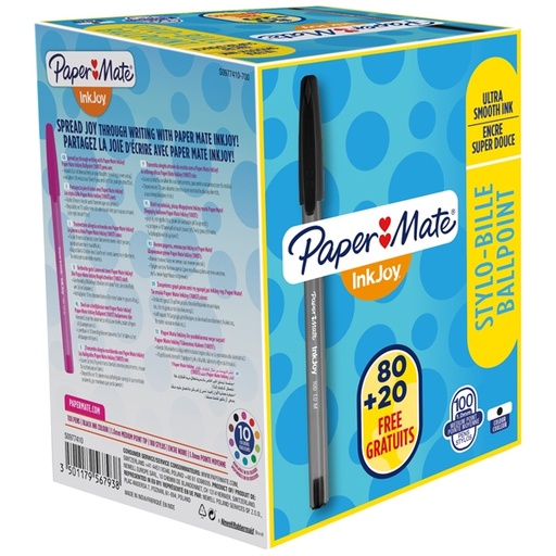 [D77112] SPECIAL PACK 80+20PENNA SFERA InkJoy 100 NERO 1.0MM PAPERMATE