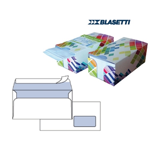 [D77285] BOX DISPENSER 150 BUSTE BIANCHE 110X230MM 90GR C/FINESTRA con STRIP BLASETTI