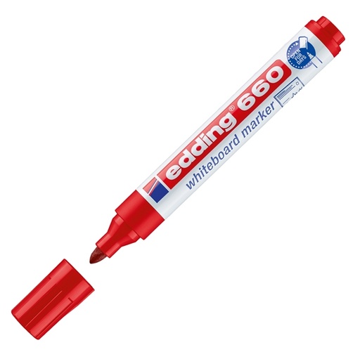 [D77292] MARCATORE ROSSO PER LAVAGNE BIANCHE EDDING 660 TRATTO 1,5 - 3,00mm