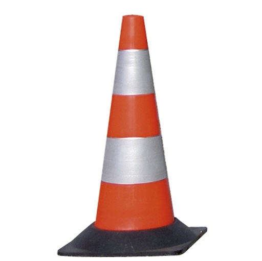 [D77374] CONO SEGNALETICO RIFRANGENTE H50cm BIANCO/ROSSO