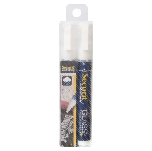[D77383] BLISTER 2 MARCATORI A GESSO LIQUIDO Waterproof BIANCO 2-6mm Securit