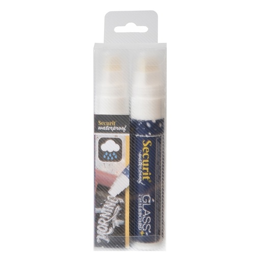 [D77385] BLISTER 2 MARCATORI A GESSO LIQUIDO Waterproof BIANCO 7-15mm Securit