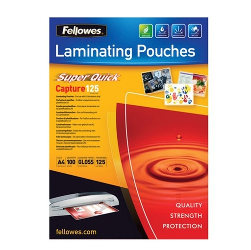 [D77623] Scatola 100 pouches CAPTURE125 SuperQuick 125mic A4 Fellowes