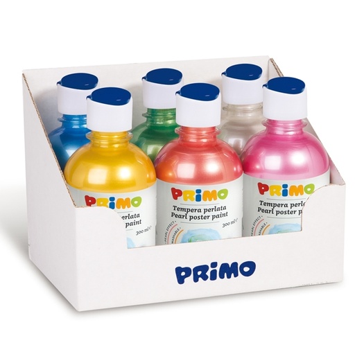 [D78078] Box 6 tempera colori perlati 300ml colori assortiti PRIMO