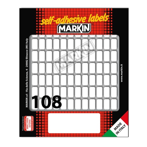 [D78195] Etichetta adesiva bianca 14x8mm (10fogli x 108etichette) Markin