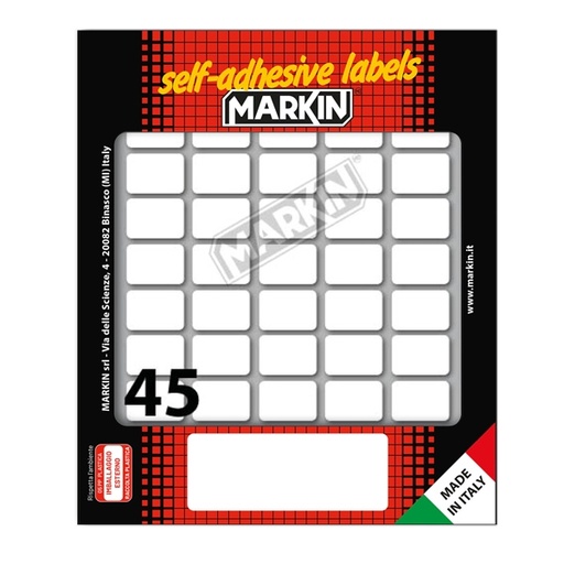 [D78198] Etichetta adesiva bianca 21x14mm (10fogli x 45etichette) Markin