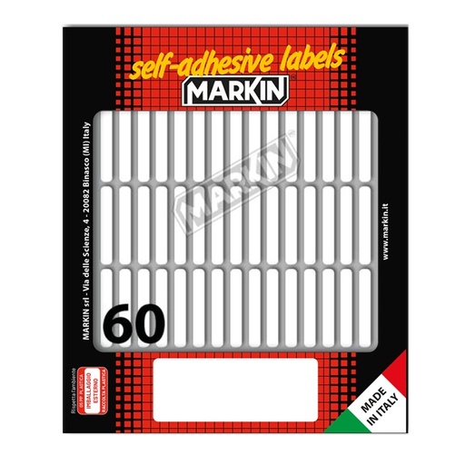 [D78201] Etichetta adesiva bianca 34x5mm (10fogli x 60etichette) Markin