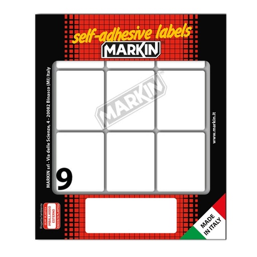 [D78210] Etichetta adesiva bianca 46x37mm (10fogli x 9etichette) Markin