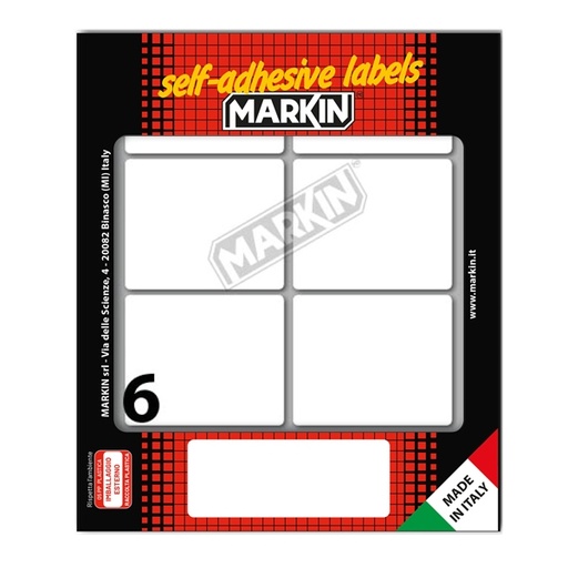 [D78215] Etichetta adesiva bianca 56x46mm (10fogli x 6etichette) Markin