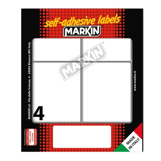 [D78219] Etichetta adesiva bianca 70x56mm (10fogli x 4etichette) Markin