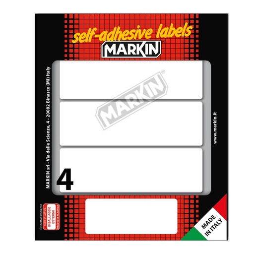 [D78221] Etichetta adesiva bianca 110x34mm (10fogli x 4etichette) Markin