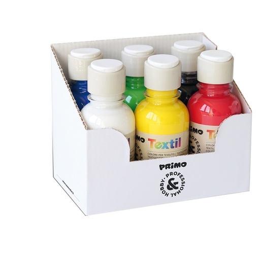 [D79448] BOX 6 COLORI ASSORTITI 125ML PER TESSUTI PRIMO