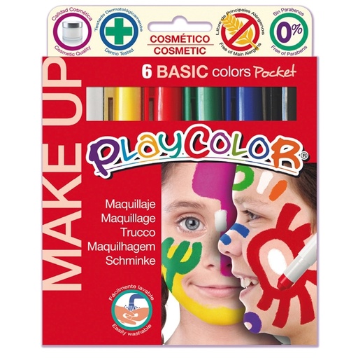 [D79552] MAKE UP TEMPERA SOLIDA PLAYCOLOR ASTUCCIO CON 6 COLORI BRILLANTI