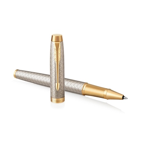[D79578] ROLLER IM PREMIUM WARM GREY METAL CHISELLED PARKER