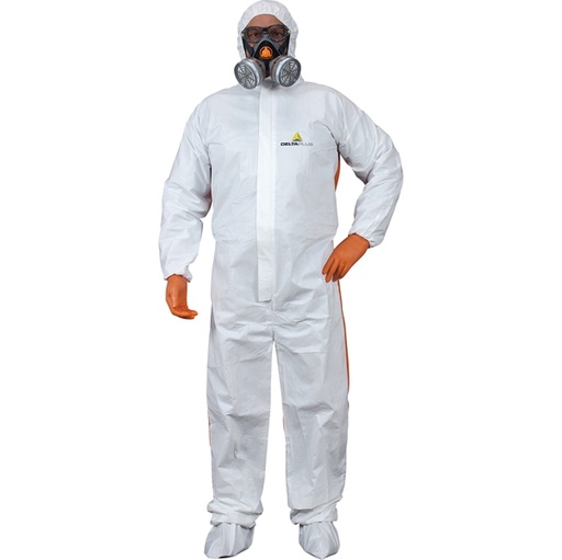 [D79635] TUTA PROTEZ.DA RISCHIO CHIMICO DT125 Tg. L bianco-arancio MONOUSO