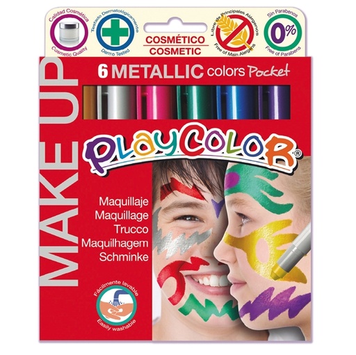 [D79637] MAKE UP TEMPERA SOLIDA PLAYCOLOR ASTUCCIO CON 6 COLORI METALLIC