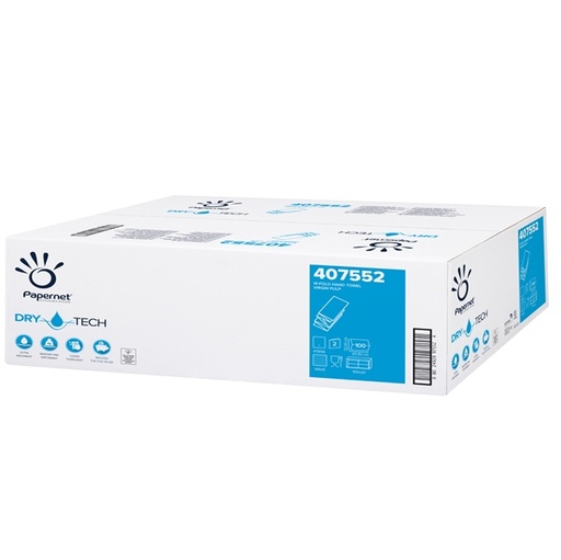 [D79643] Pacco 100 asciugamani piegati a W goffrato a onda Dry Tech Papernet