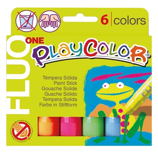 [D79665] TEMPERA SOLIDA PLAYCOLOR 6 COLORI FLUO in STICK da 10GR