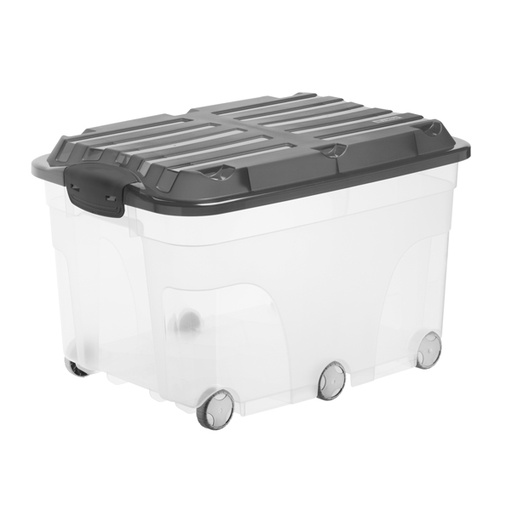 [D79675] CONTENITORE Compact con RUOTE 57Lt con COPERCHIO NERO