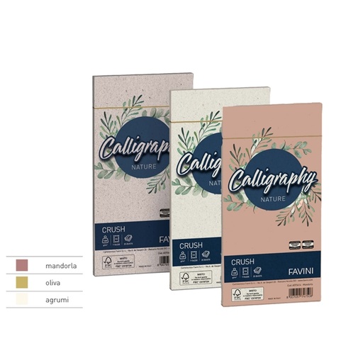 [D79788] 25 buste CALLIGRAPHY NATURE 120gr 120x180mm mandorla FAVINI