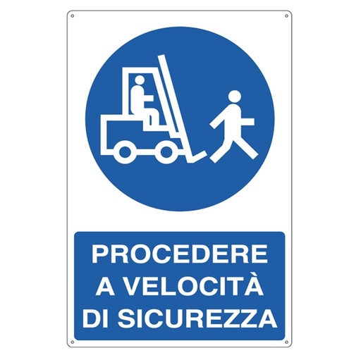 [D79820] CARTELLO ALLUMINIO 50x70cm 'Procedere a velocita' di sicurezza'