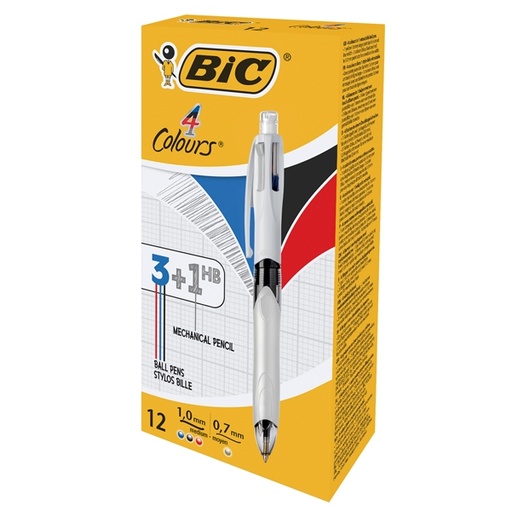 [D79889] Scatola 12 penna sfera scatto 3COLORS+1 MULTIFUNZIONE BIC