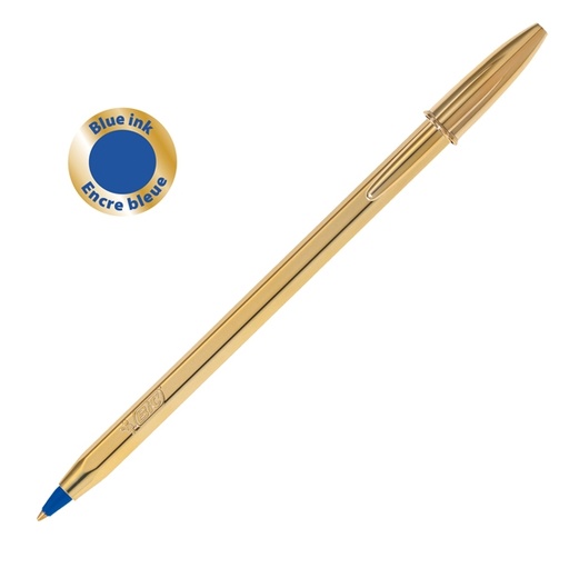 [D79944] Scatola 20 penna sfera CRISTAL(R) SHINE GOLD medio 1,0mm blu BIC(R)